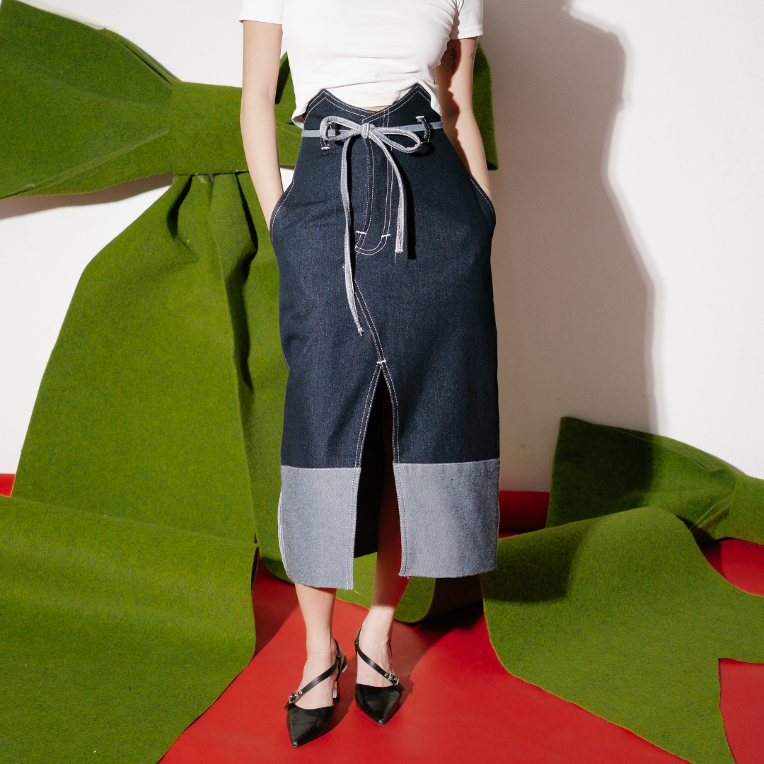 Nicole Bow Denim Skirt