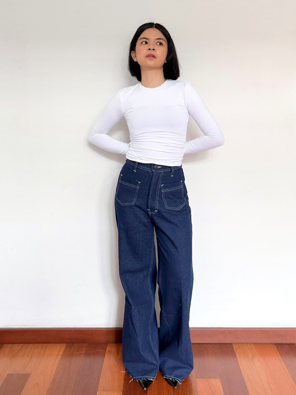 Lucy Pocket Wide Leg Denim Jeans Pants