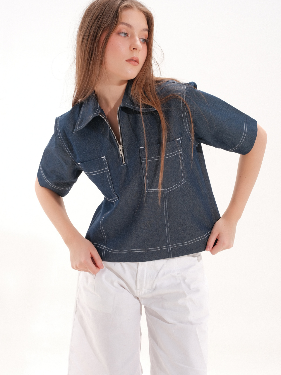 Kai Denim Pocket Top