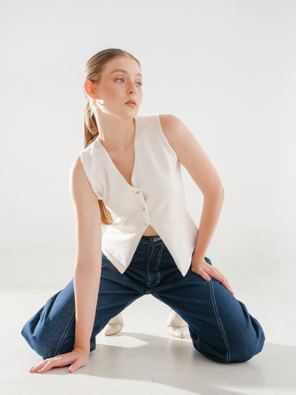Nat Knit Button Waistcoat Vest