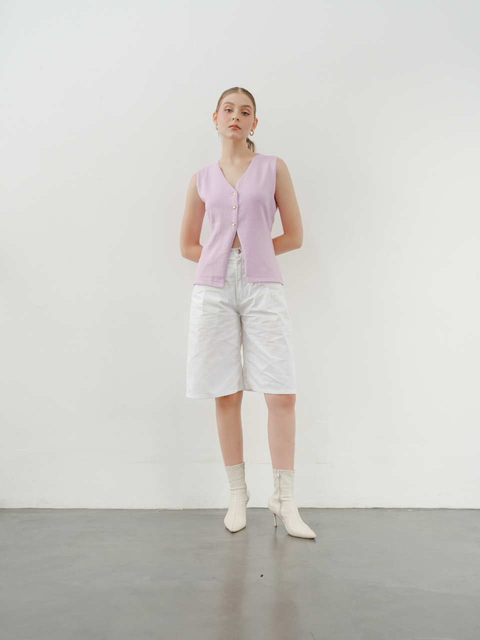 Nat Knit Button Waistcoat Vest