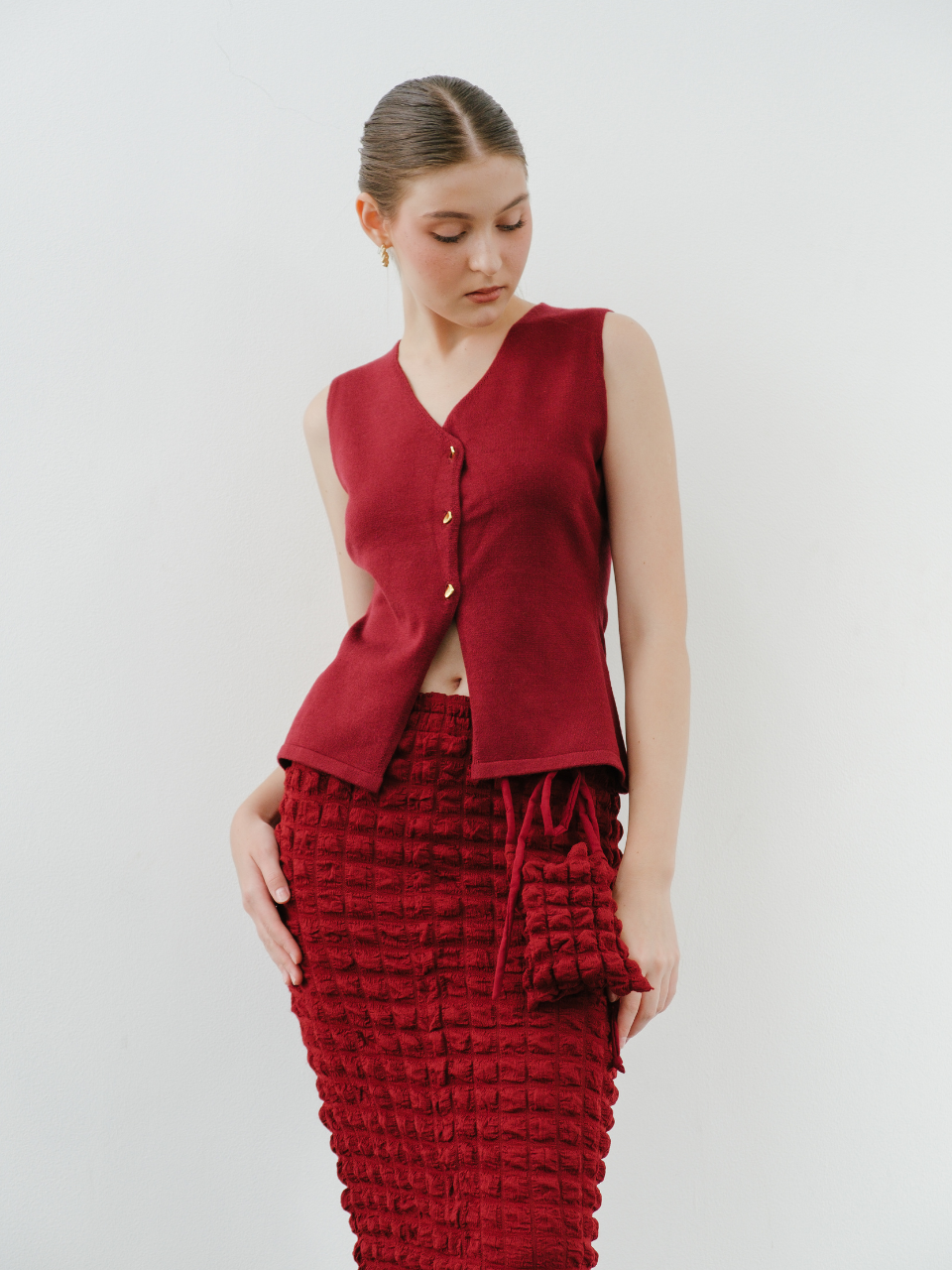Nat Knit Button Waistcoat Vest