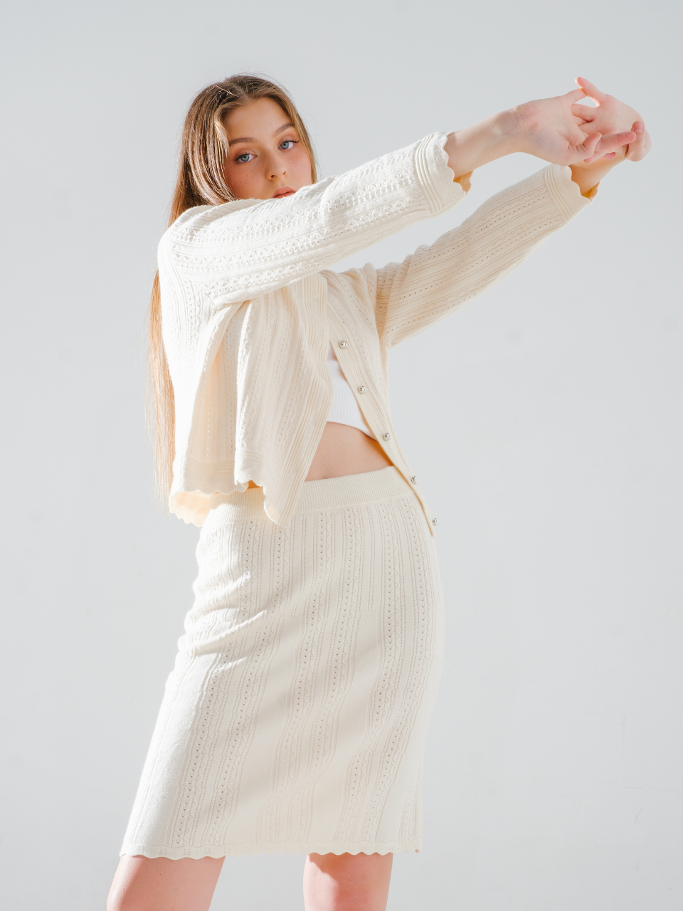 Luna Pattern Knit Button Cardigan