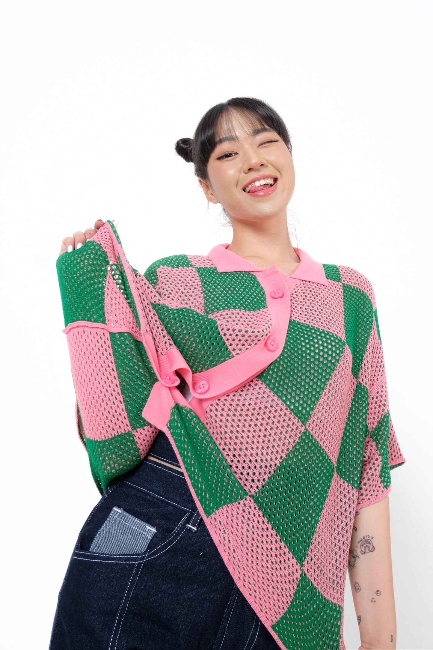 Alfie Checkered Knit Top