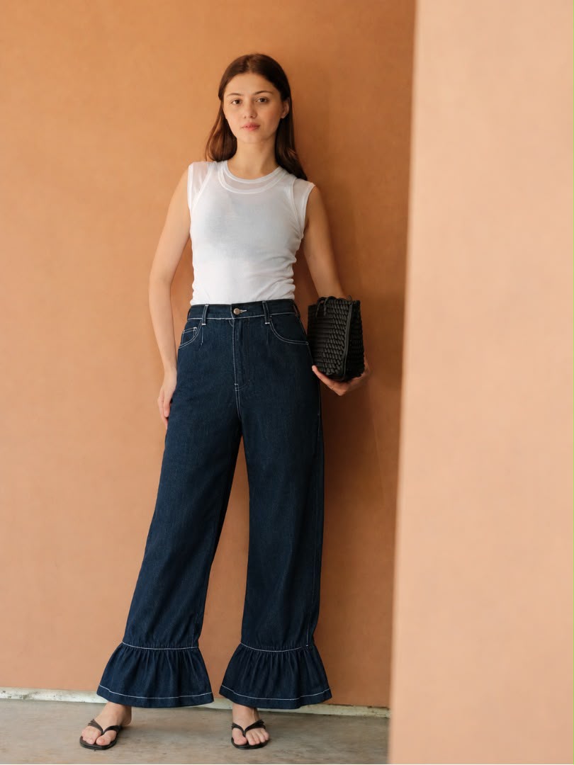 AUCTUS - Vera Ruffle Denim Pants