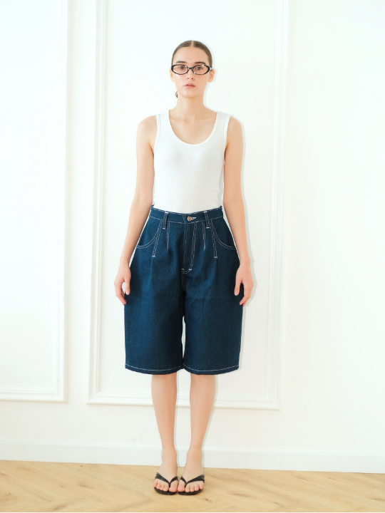 AUCTUS - Noel Barrel Short Denim Pants