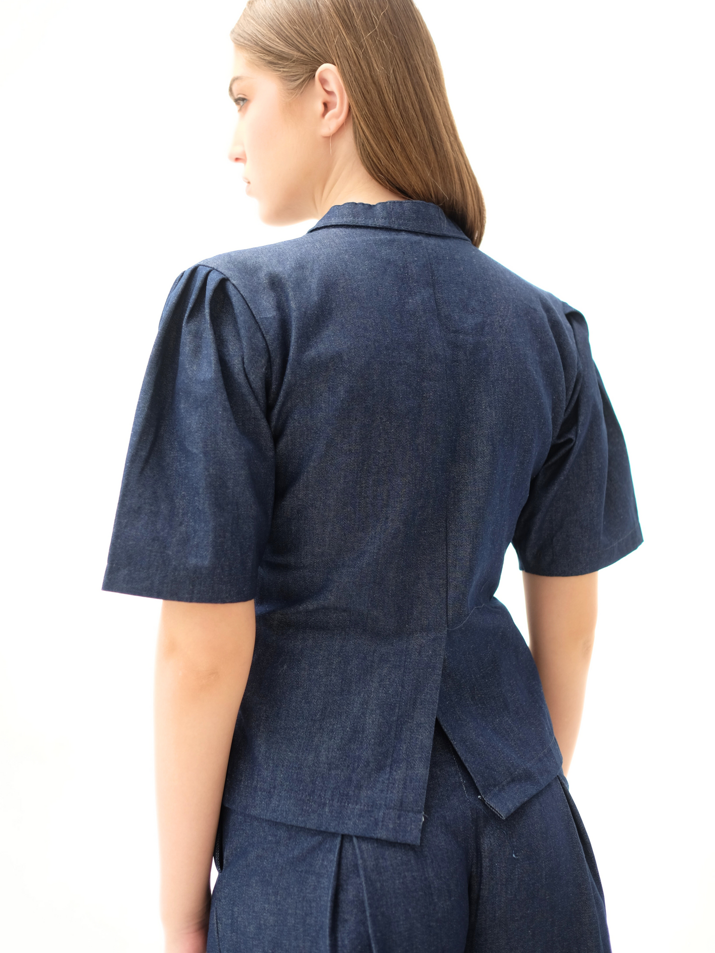 AUCTUS - Solene Denim Button Top
