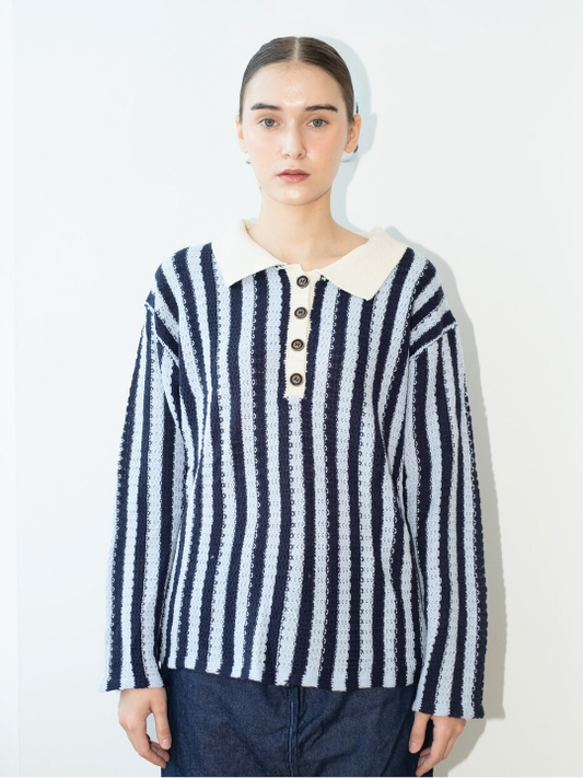 AUCTUS - Mabel Stripe LongSleeve Knit Top