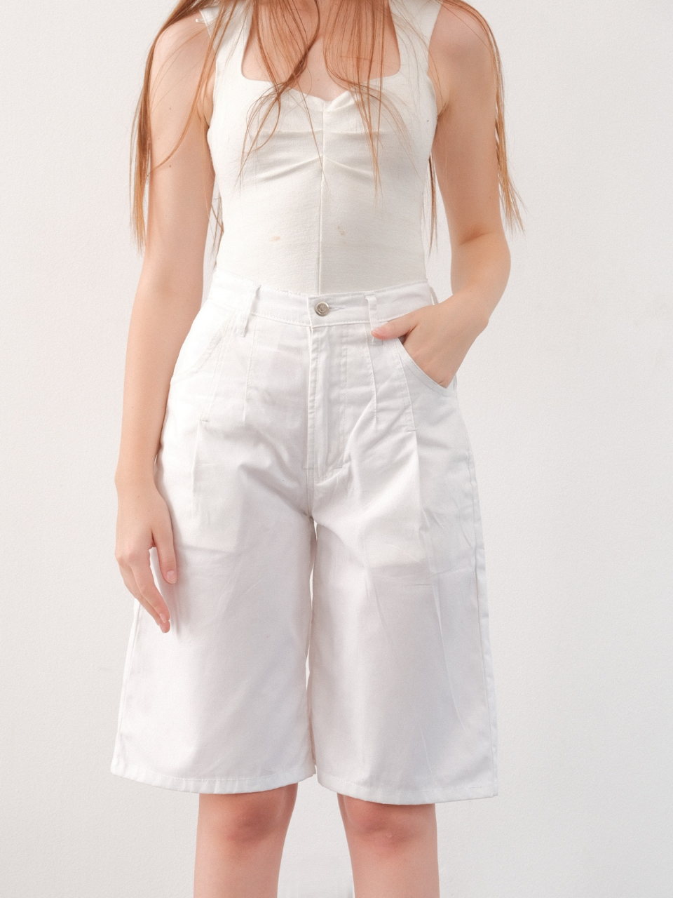 Loui White Jorts Denim Pants