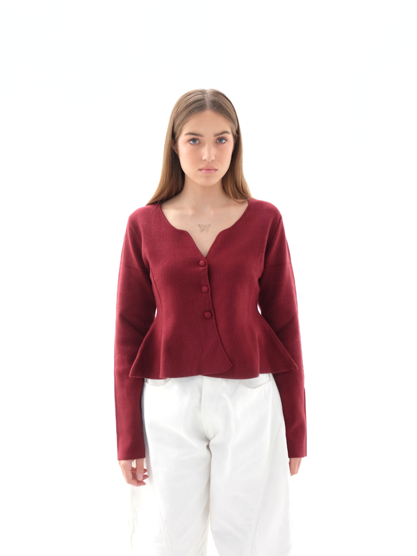 AUCTUS - Ann Peplum Knit Cardigan