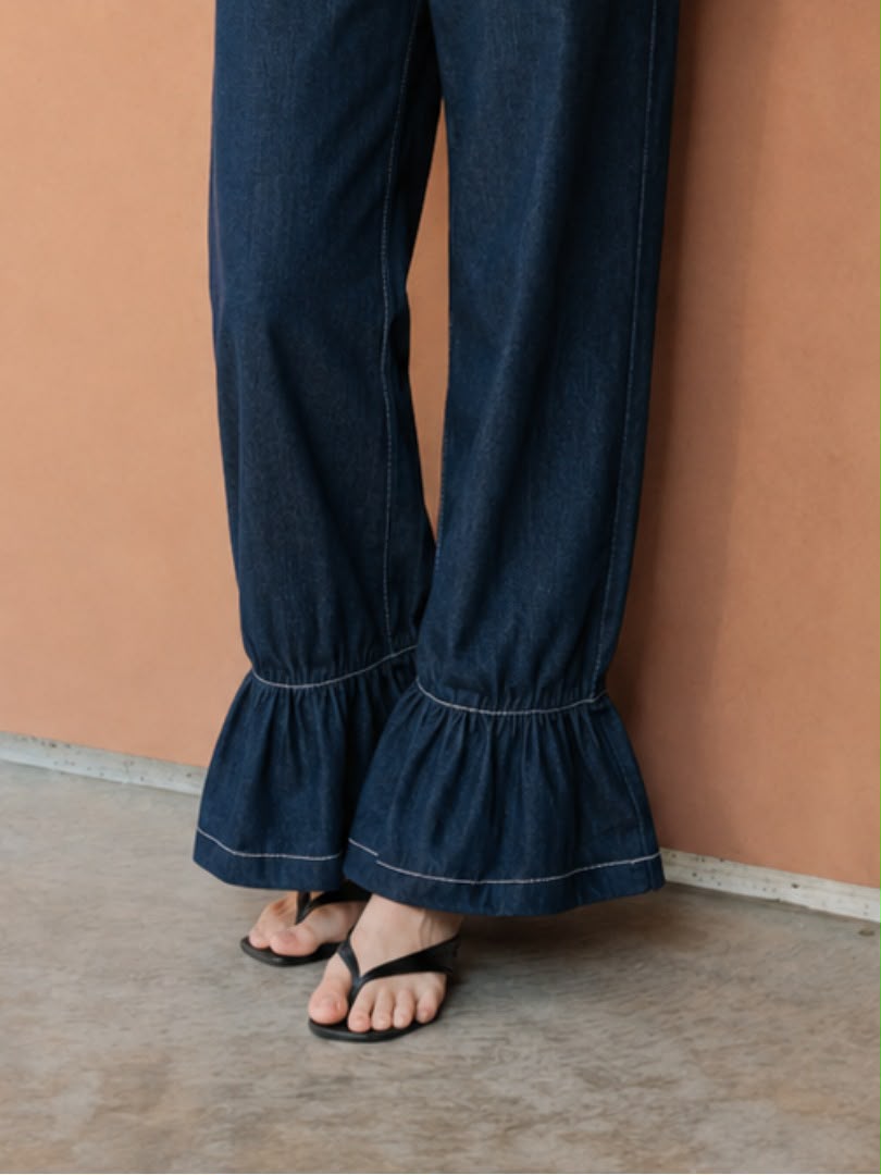AUCTUS - Vera Ruffle Denim Pants