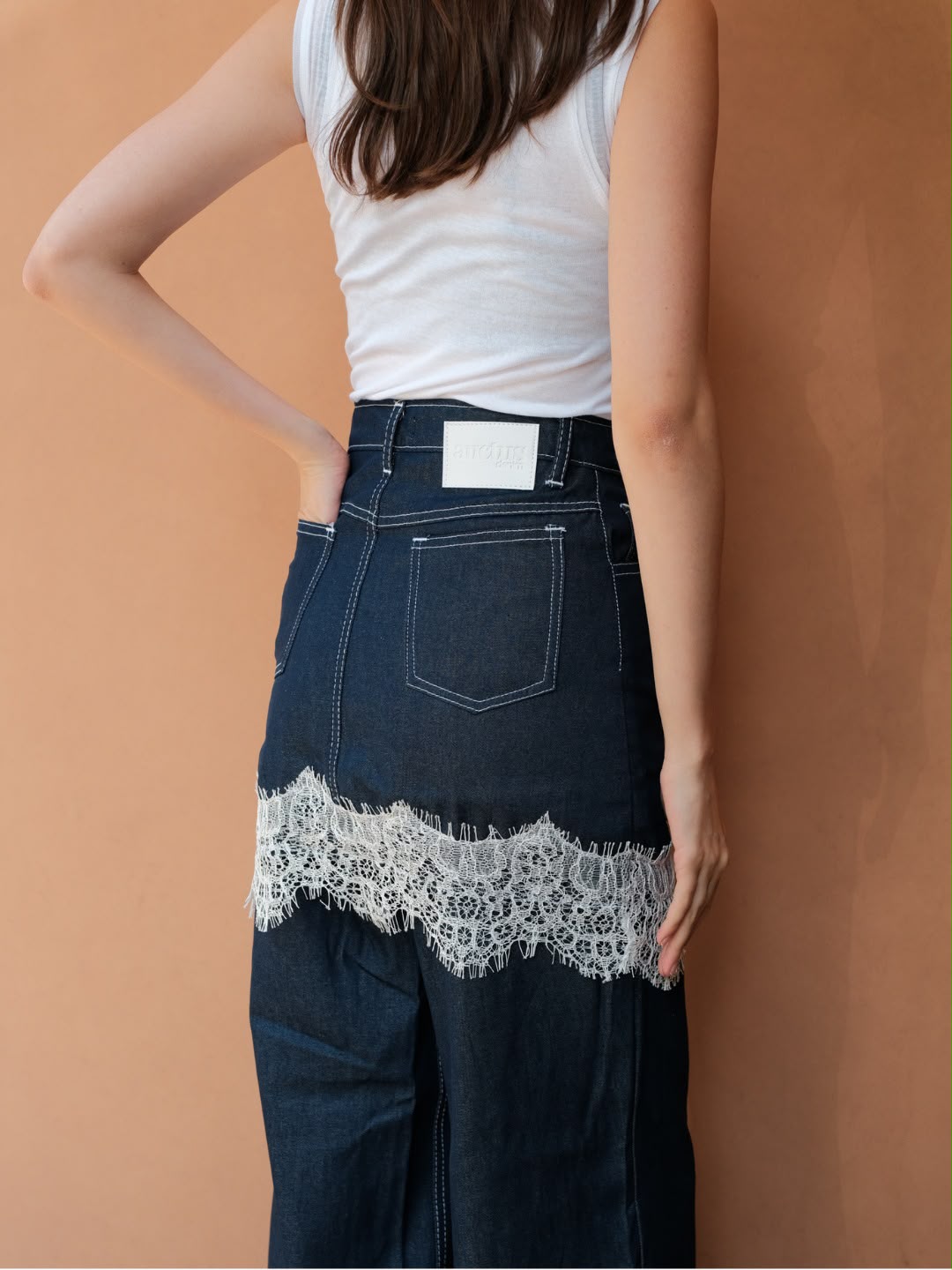 AUCTUS - Luca Lace Overlay Denim Pants