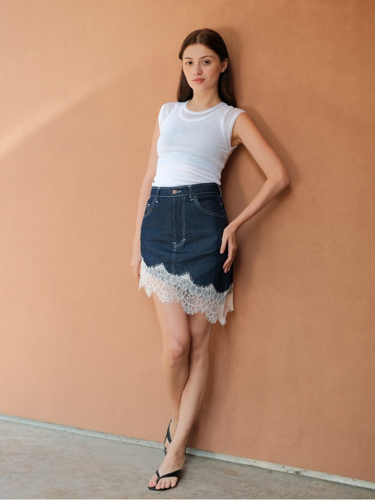 AUCTUS - Jane Asymmetric Lace Skirt