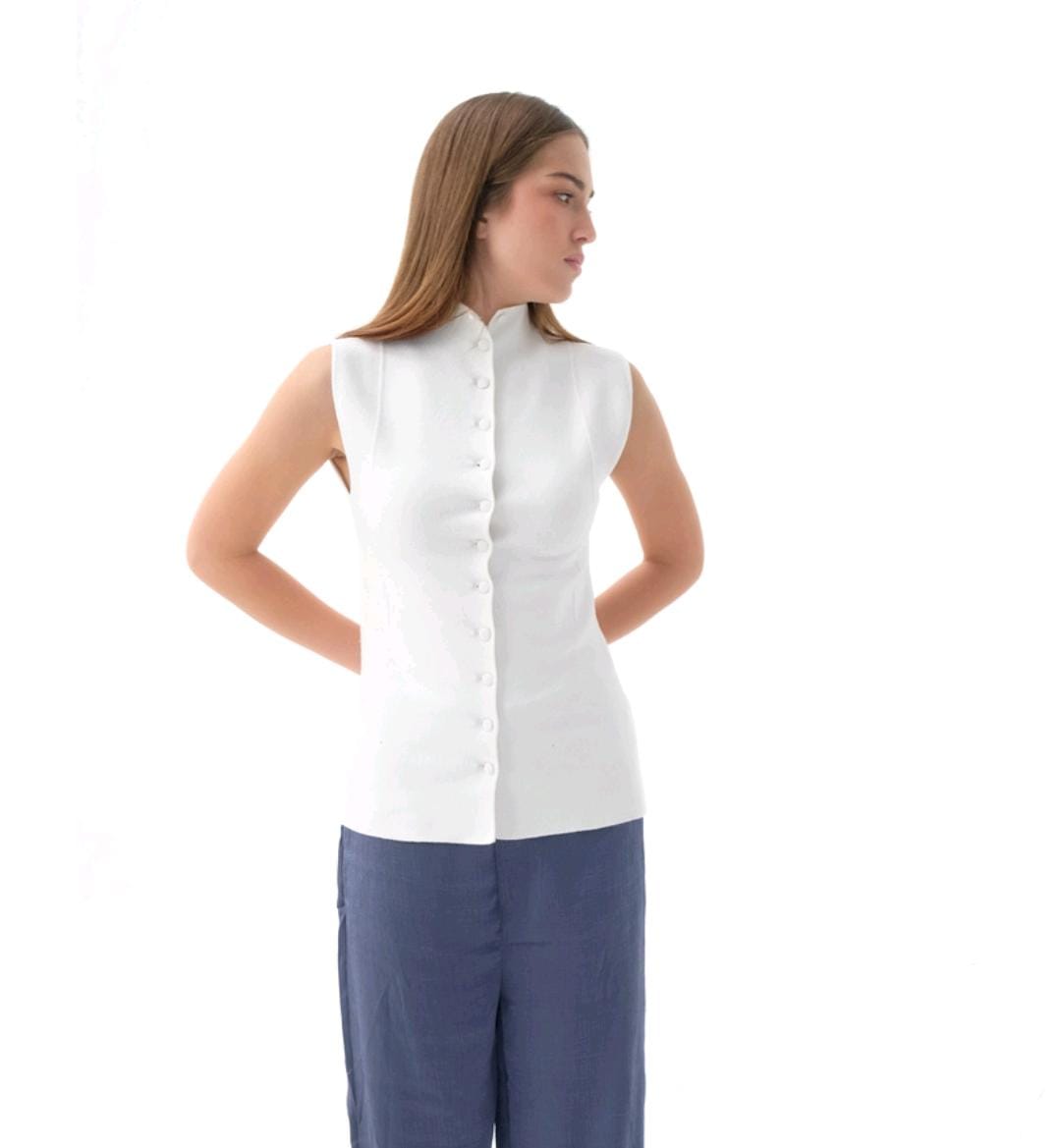 AUCTUS - Zeta Button-Up Knit Top